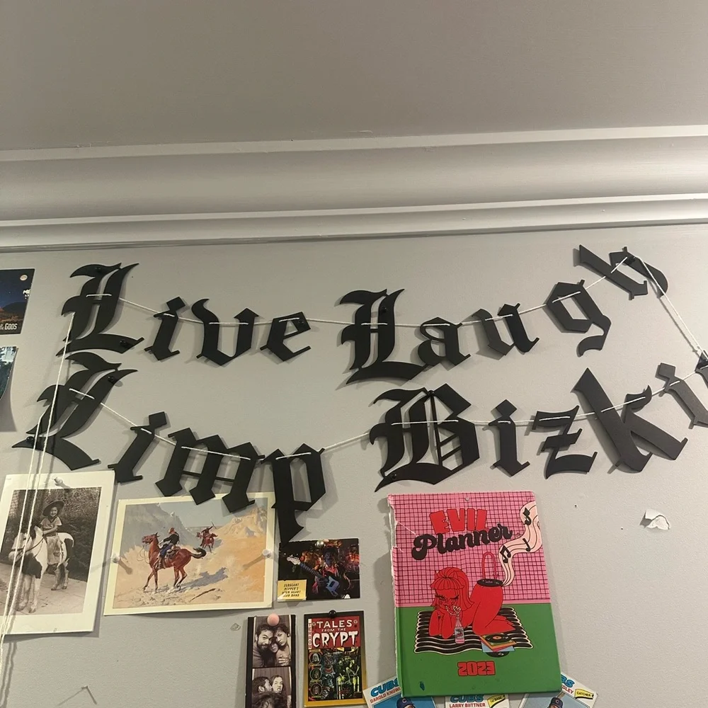Black Gothic Wall Lettering - Live Laugh Limp Bizkit Paper wall sign